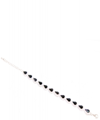 Teardrop Rhinestone Bracelet Link BL810001 SILVER BLACK